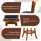Wood Swivel Bar Stools Set of 4 with Faux Leather Upholstered Seat and Back-24"
