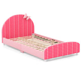 Wood Upholstered Twin Bed Platform with Slat Support