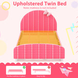 Wood Upholstered Twin Bed Platform with Slat Support