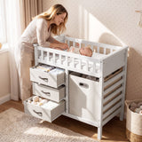 Wooden Baby Changing Table Diaper Changing Station with 3 Fabric Storage Drawers