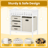 Wooden Baby Changing Table Diaper Changing Station with 3 Fabric Storage Drawers