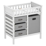 Wooden Baby Changing Table Diaper Changing Station with 3 Fabric Storage Drawers