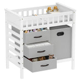 Wooden Baby Changing Table Diaper Changing Station with 3 Fabric Storage Drawers