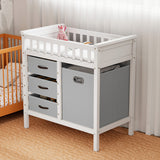 Wooden Baby Changing Table Diaper Changing Station with 3 Fabric Storage Drawers