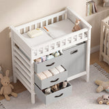 Wooden Baby Changing Table Diaper Changing Station with 3 Fabric Storage Drawers
