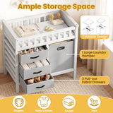 Wooden Baby Changing Table Diaper Changing Station with 3 Fabric Storage Drawers