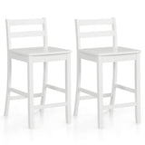 Wooden Bar Stools Set of 2 with Ergonomic Backrest and Footrest