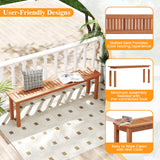 Outdoor 59 Inch Long Patio Dining Backless Wooden Bench with Teak Oil Finish