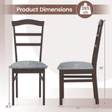 Wooden Dining Chair Set of 2 Linen Fabric Upholstered Kitchen Chairs Farmhouse Side Accent Chairs
