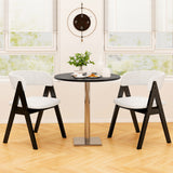 Wooden Dining Chair Set of 2 Mid-Century Modern Sherpa Upholstered Kitchen Dining Room Chairs