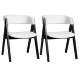 Wooden Dining Chair Set of 2 Mid-Century Modern Sherpa Upholstered Kitchen Dining Room Chairs