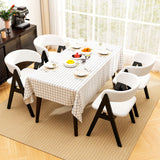 Wooden Dining Chair Set of 2 Mid-Century Modern Sherpa Upholstered Kitchen Dining Room Chairs