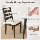 Polyester Upholstered Wooden Dining Chair Set of 2-Walnut