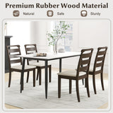 Polyester Upholstered Wooden Dining Chair Set of 2-Walnut