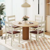 Wooden Dining Chair Set of 2 PU Leather Upholstered Kitchen Armless Chairs-White