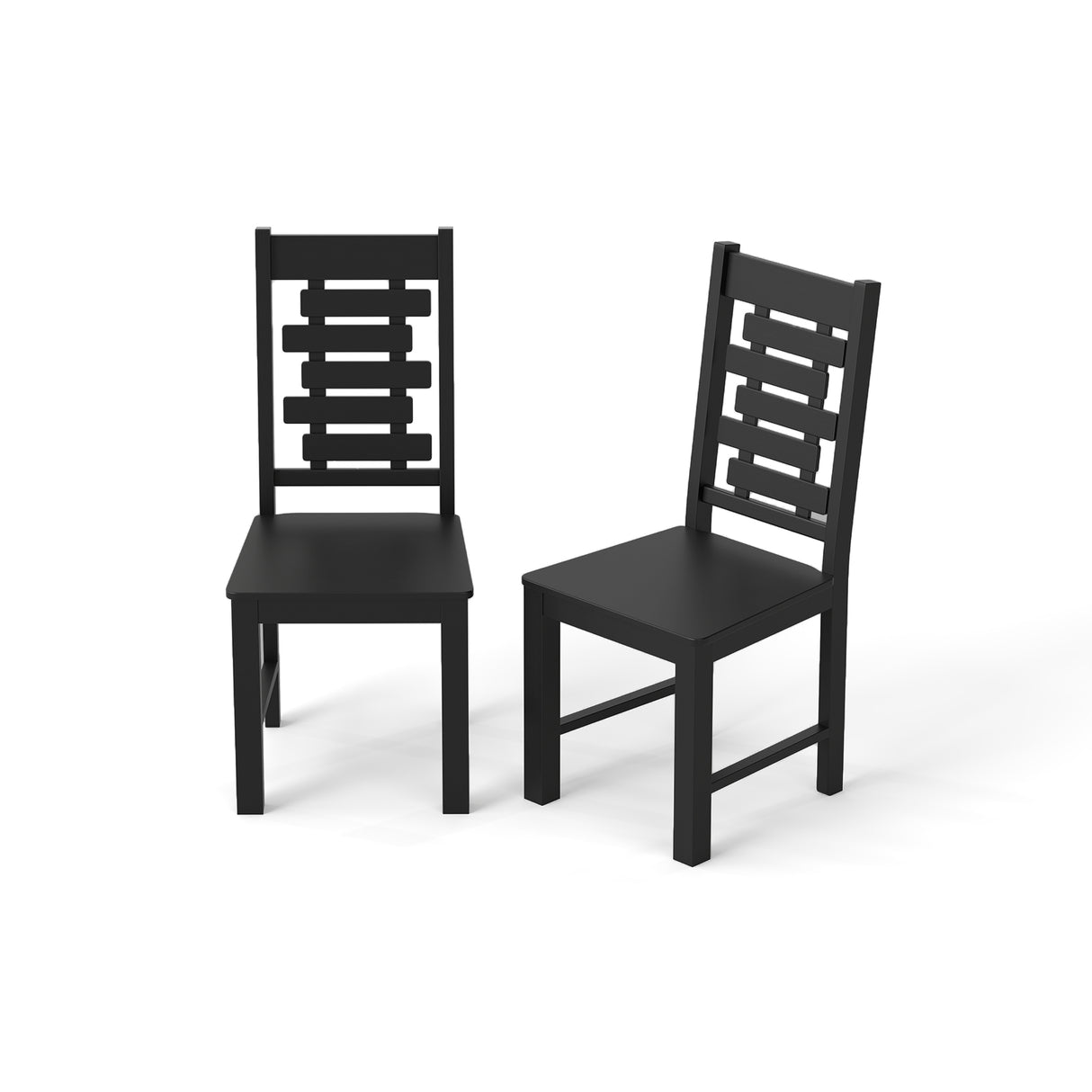 Wooden Dining Chair Set of 2 Solid Rubber Wood Kitchen Chairs
