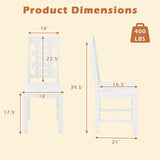 Wooden Dining Chair Set of 2 Solid Rubber Wood Kitchen Chairs