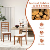 Wooden Dining Chair Set of 2 Modern Upholstered Kitchen Chair-Beige