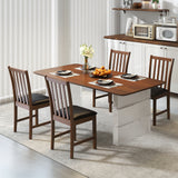 Wooden Dining Chair Set of 2 with Rubber Wood Frame and Padded Seat