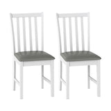 Wooden Dining Chair Set of 2 with Rubber Wood Frame and Padded Seat
