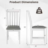 Wooden Dining Chair Set of 2 with Rubber Wood Frame and Padded Seat