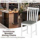 Wooden Dining Chair Set of 2 with Rubber Wood Frame and Padded Seat
