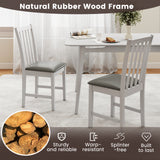Wooden Dining Chair Set of 2 with Rubber Wood Frame and Padded Seat