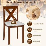 Wooden Dining Chair Set of 2 with Padded Seat and Curved Back-Beige