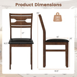 Wooden Dining Chair Set of 2 with PU Leather Padded Seat and Rubber Wood Frame-Walnut