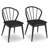 Wooden Dining Chair Set of 2 with High Spindle Back and Wide Seat