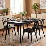 Wooden Dining Chair Set of 2 with High Spindle Back and Wide Seat
