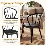 Wooden Dining Chair Set of 2 with High Spindle Back and Wide Seat