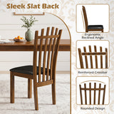 Wooden Dining Chair Set of 2 with Spindle Back & PU Leather Seat-Black