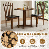 Wooden Dining Chair Set of 4 with Spindle Back & PU Leather Seat-Black