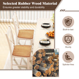 Wooden Dining Chairs Set of 2 with High Back and Rubber Wood Frame-Natural