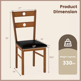 Wooden Dining Chairs Set of 2 Armless Kitchen Chairs with Hollowed Backrest