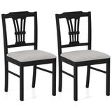 Wooden Dining Chairs Set of 2 Upholstered Kitchen Chairs with Solid Rubber Wood Frame