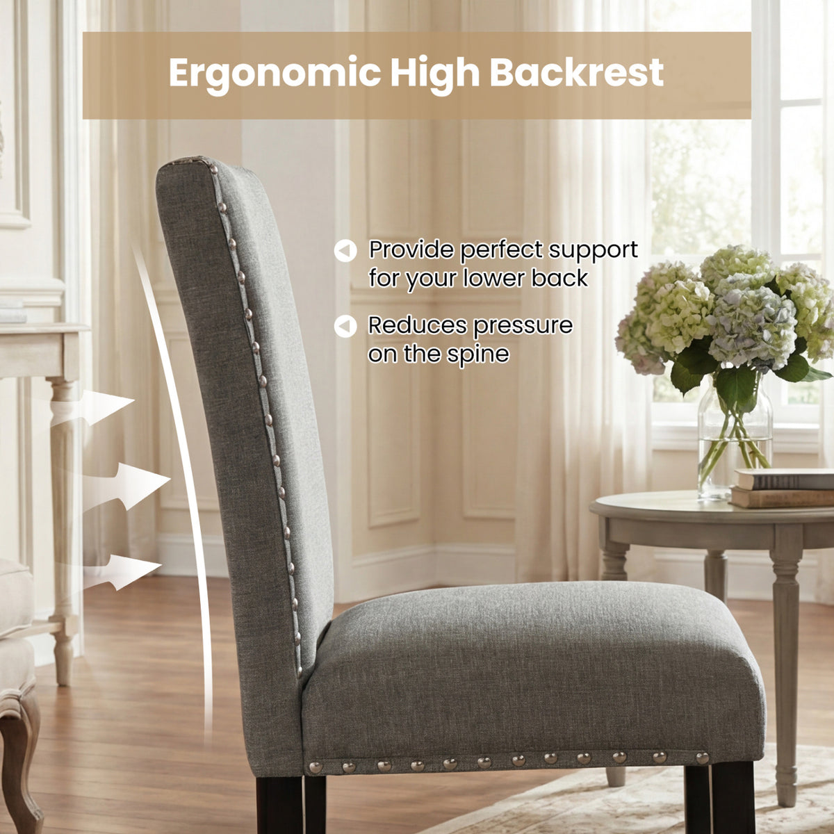 Wooden Dining Chairs Set of 2/4 with Bent Wood Legs