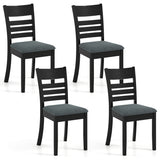 Wooden Dining Chairs Set of 4 Upholstered Kitchen Chairs with Rubber Wood Frame