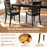 Wooden Dining Chairs Set of 2 Upholstered Kitchen Chairs with Rubber Wood Frame
