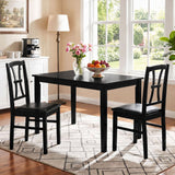 Wooden Dining Chairs Set of 2 with Faux Leather Padded Seat for Kitchen