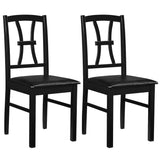Wooden Dining Chairs Set of 2 with Faux Leather Padded Seat for Kitchen