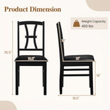 Wooden Dining Chairs Set of 2 with Faux Leather Padded Seat for Kitchen