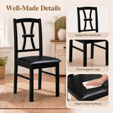 Wooden Dining Chairs Set of 2 with Faux Leather Padded Seat for Kitchen