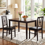 Wooden Dining Chairs Set of 2 with Faux Leather Padded Seat for Kitchen
