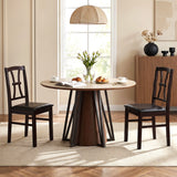 Wooden Dining Chairs Set of 2 with Faux Leather Padded Seat for Kitchen