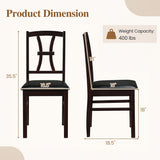 Wooden Dining Chairs Set of 2 with Faux Leather Padded Seat for Kitchen