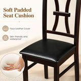Wooden Dining Chairs Set of 2 with Faux Leather Padded Seat for Kitchen