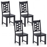 Wooden Dining Chairs Set of 4 Kitchen Chair with Solid Rubber Wood Frame