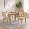 Wooden Dining Chairs Set of 4 with Fabric Padded Seat and Solid Rubber Wood for Kitchen